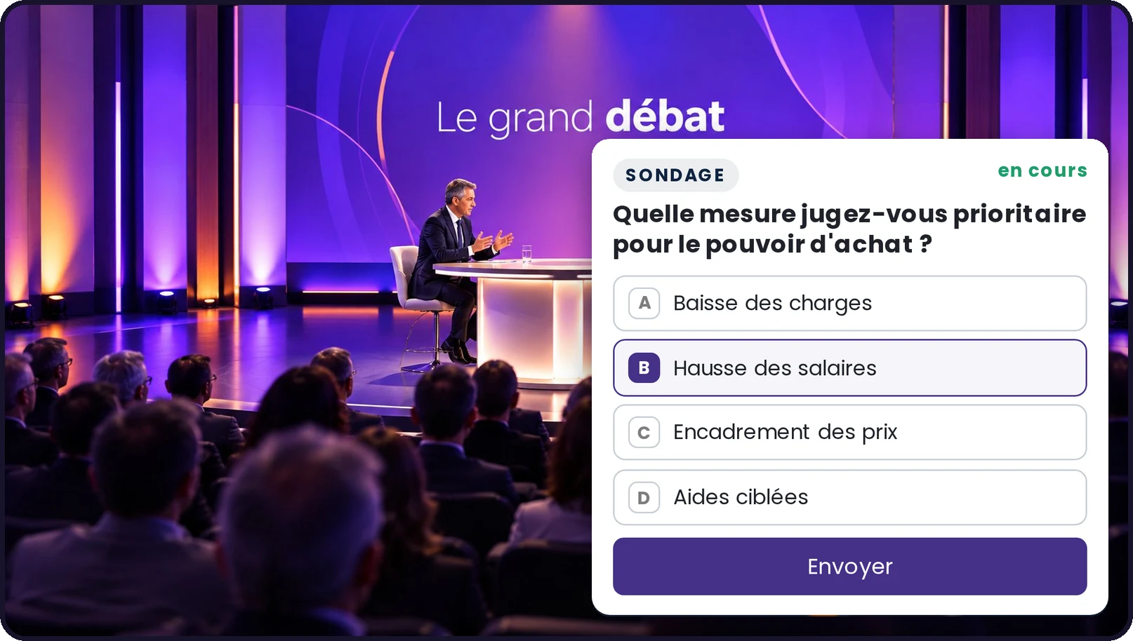 Le panneau de vote posé sur le lecteur du Direct