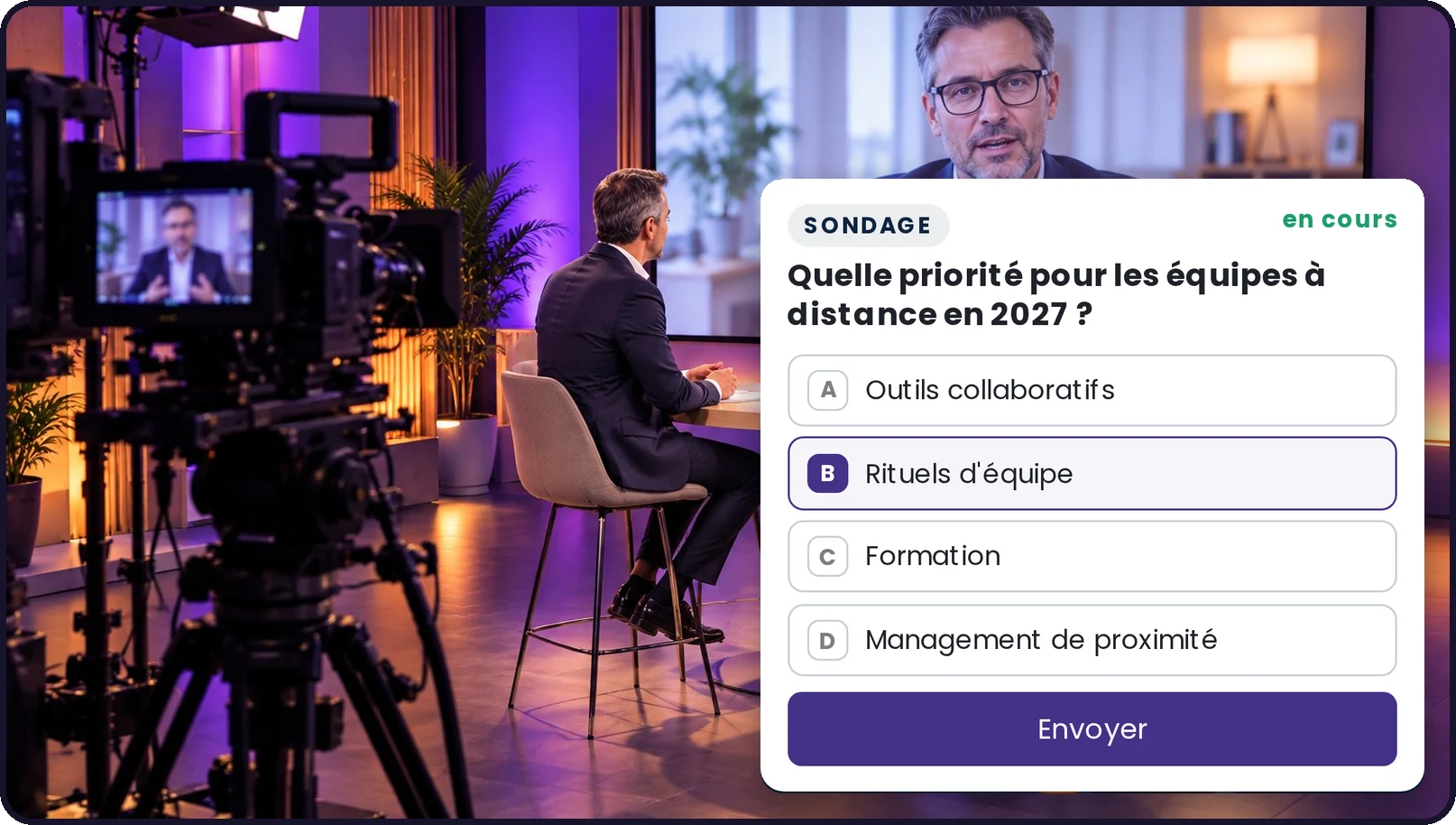 Le panneau de vote posé sur le lecteur du Direct